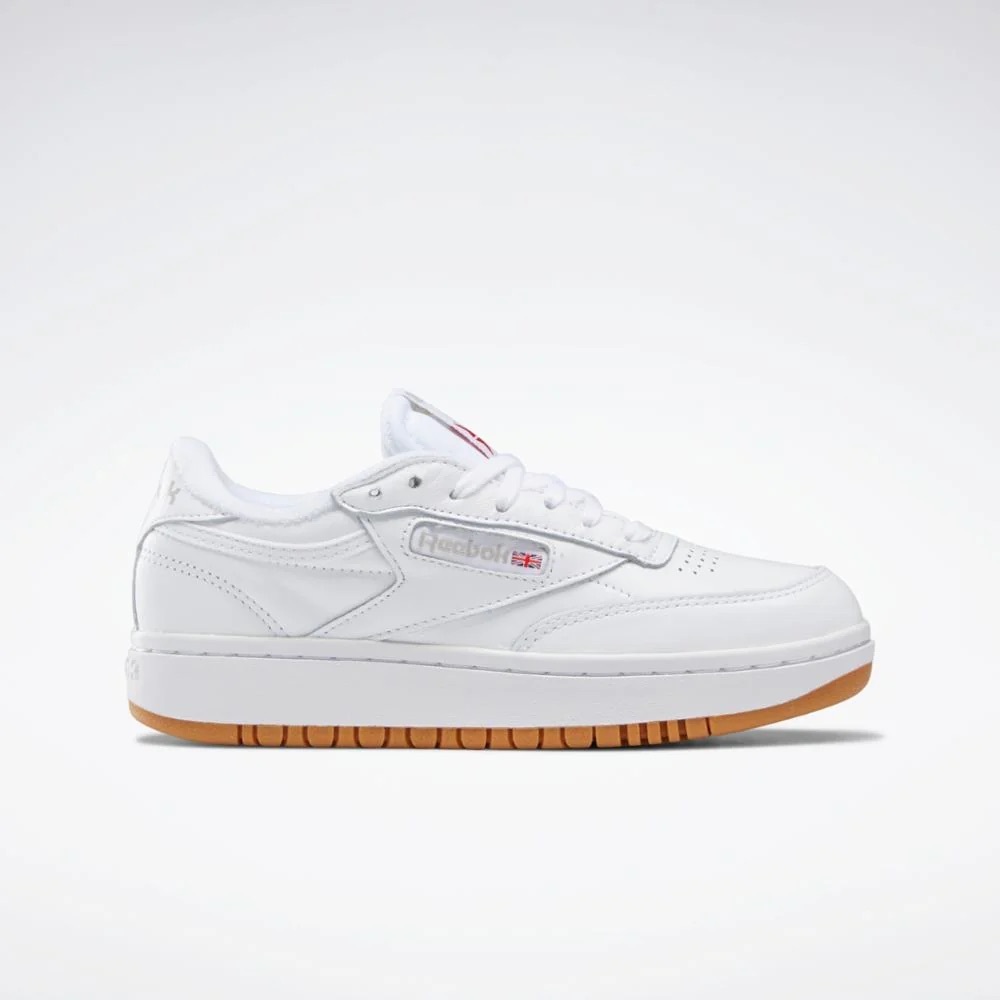 BNIB UO Reebok Club C Double Women White Faux Leather Tennis Style Sneakers